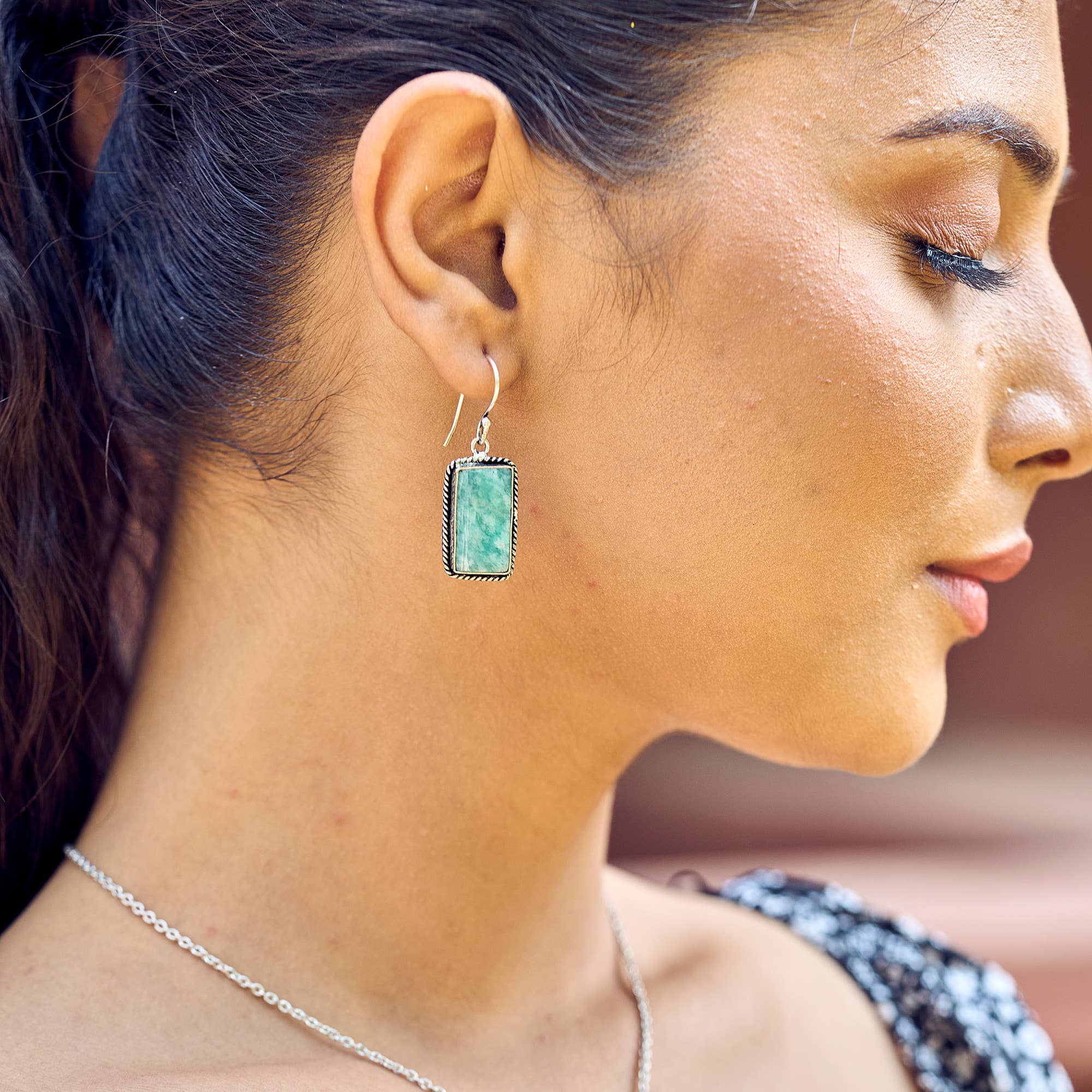 Anju Jewelry – wholesale Dangle earrings – Handcrafted Kashi Semiprecious Stone Earrings - Amazonite3
