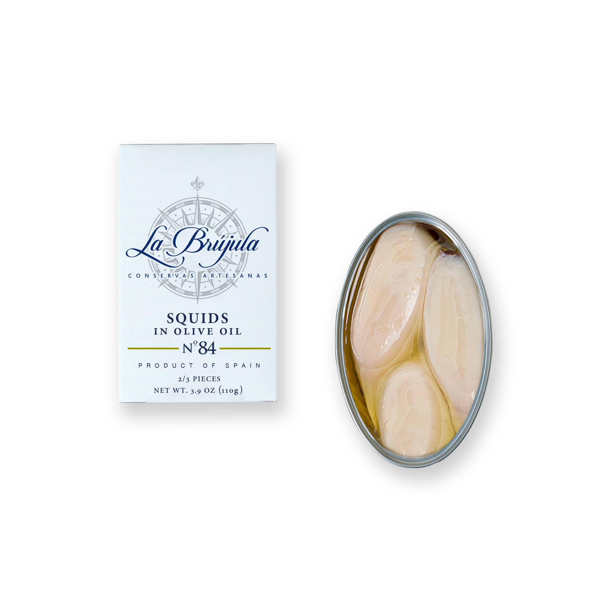 Conservas La Brújula – wholesale Konserverad fisk – Fyllda små bläckfiskar i olivolja 2/3 OL120. LB840