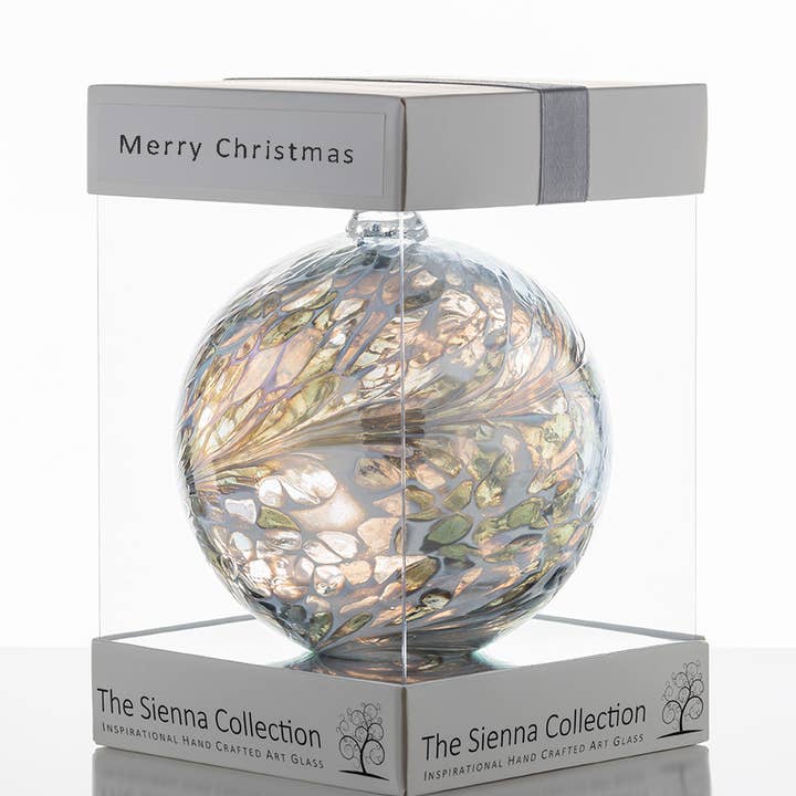 10cm Friendship Ball - Christmas Ball - Pastel Silver for wholesale by Sienna Glass