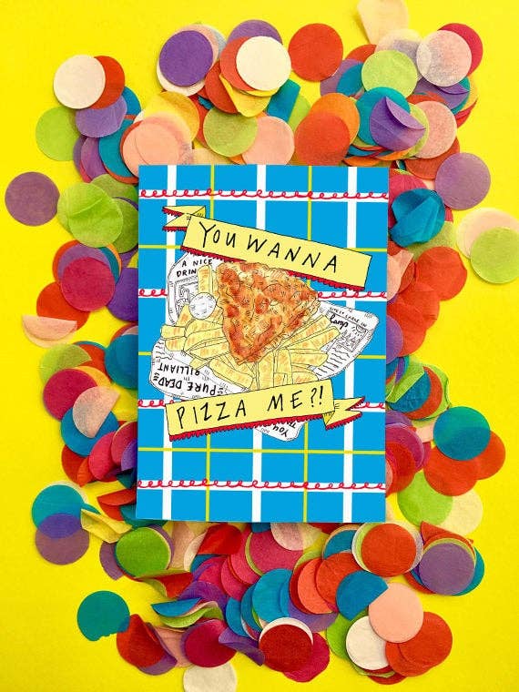 Você quer me pizza?! Cartão Pizza Crunch por atacado de Claire Barclay Draws