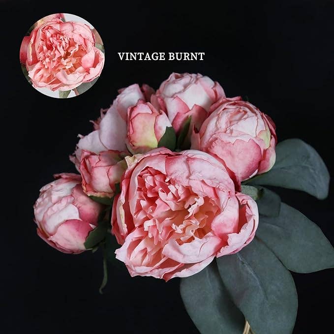 Sweet Home Deco - Wholesale Artificial Flowers - 12''T Silk Peony Floral Bouquet, Spring Peonies, 7 Stems