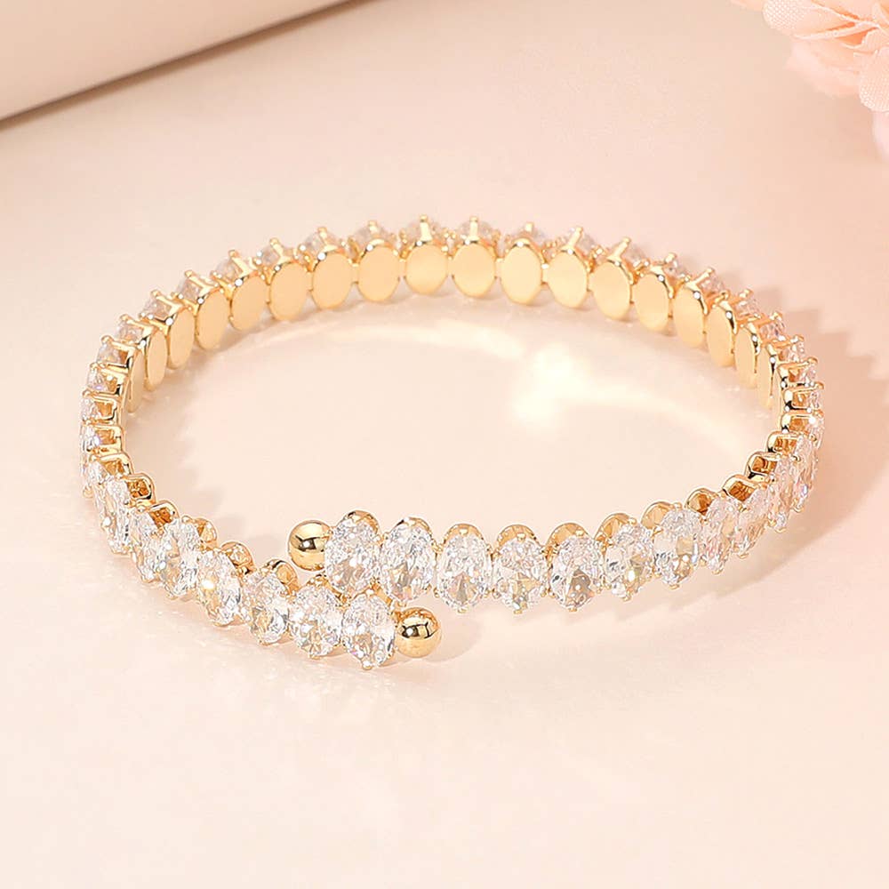 Sensibling Corp. – Großhandel Armreif – CZ Marquise-Stein-Cluster-Link-verstellbares Abendarmband0