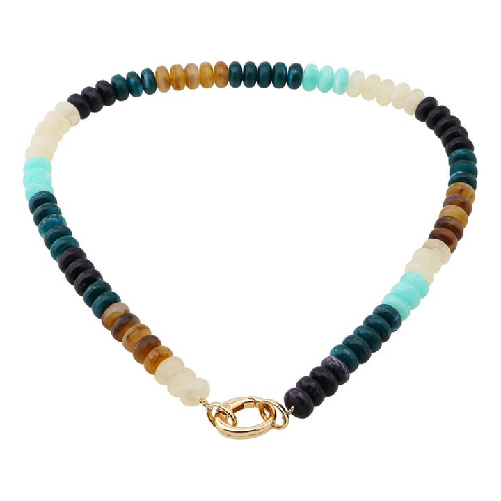 Teal Green Knotted Beaded 16"-18" Necklace for wholesale by What's Hot