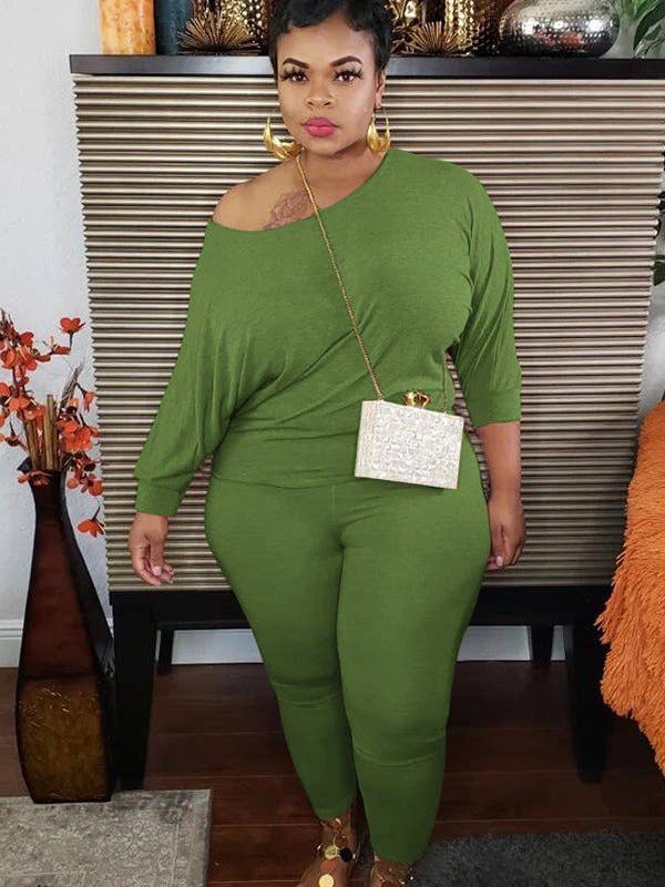 Aria Romance - Wholesale Top & Pant Set (NOT Loungewear) - Women's - Sexy Casual Fashion Off-Shoulder Two-Piece Club Outfit