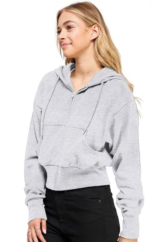 Vanilla Monkey – wholesale Hoodie – Women's – Fleece Oversized Crop Zip up Hoodie6