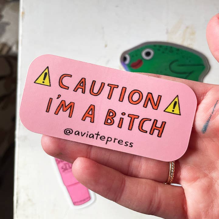 Funny Pink Bitch Decorative Vinyl Sticker for wholesale by Aviate Press