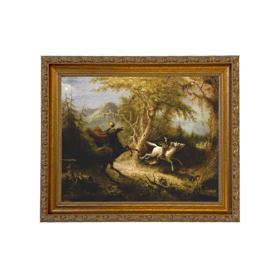 Madison Bay Co. - Historical Home Decor Reproductions - Wholesale Schilderen/Tekenen - Schilderijafdruk van de Ruiter zonder Hoofd die Ichabod Crane Achtervolgt7