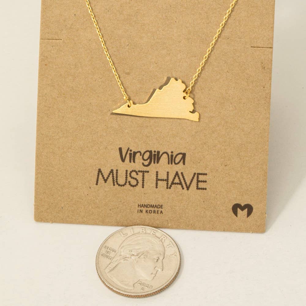 Fame Accessories - Wholesale Pendant/Charm Necklace - Virginia State Pendant Necklace2