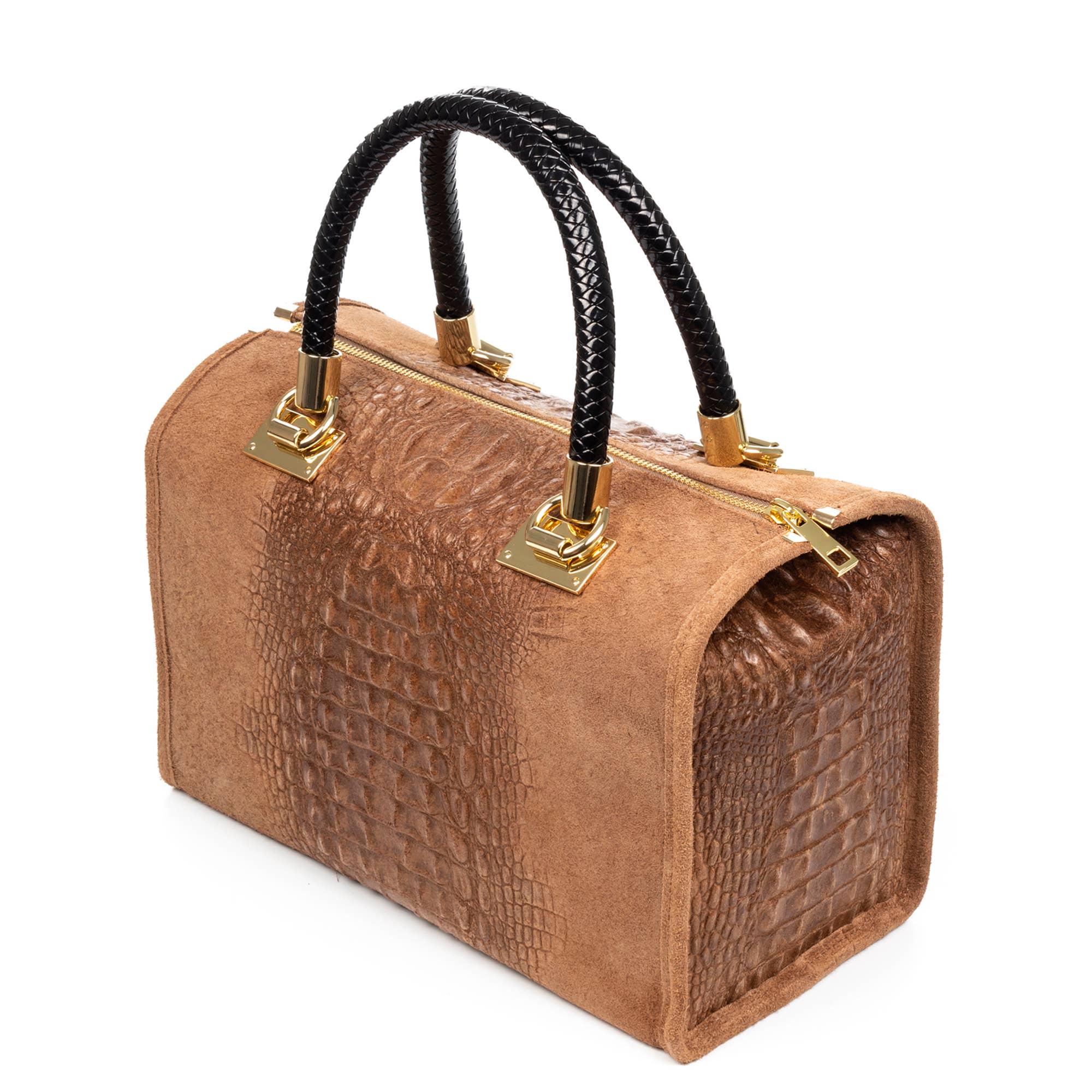 FIRENZE ARTEGIANI - Wholesale Top Handle Bag - Women's - Anacapri Women's Tote Bag. Genuine Suede Crocodile Leather.2