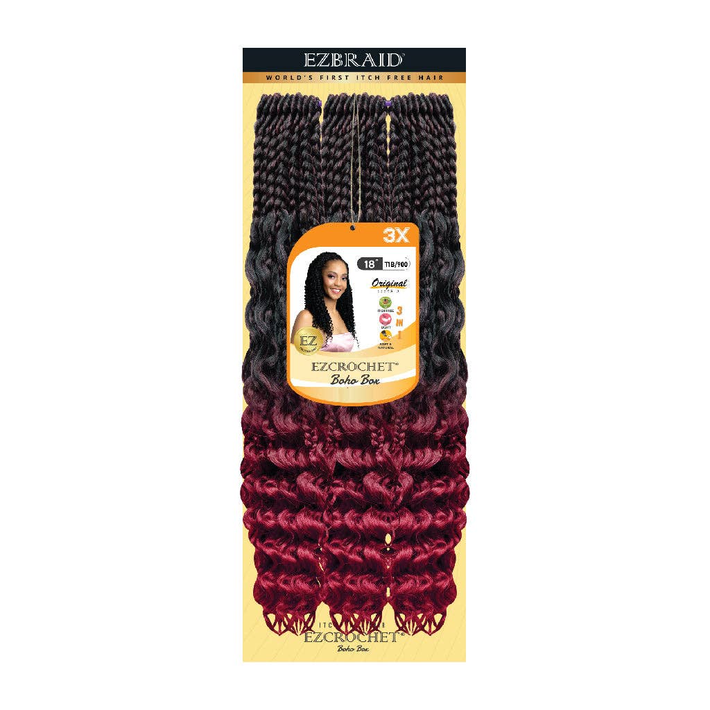 EZBRAID UK - Venta al por mayor Extensiones para el pelo - EZCROCHET Boho Box trenzas de 45 cm - paquete triple6