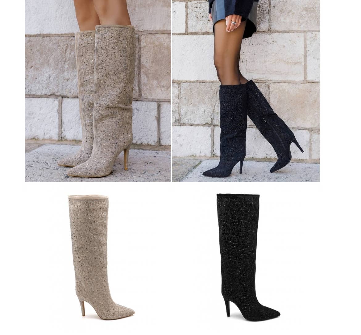 No Doubt Shoes - Wholesale Boots - Women's - SPARKLY EMBELLISHED STILETTO HEEL PARTY KNEE HIGH BOOTS8