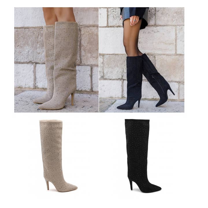 No Doubt Shoes - Wholesale Boots - Women's - SPARKLY EMBELLISHED STILETTO HEEL PARTY KNEE HIGH BOOTS8