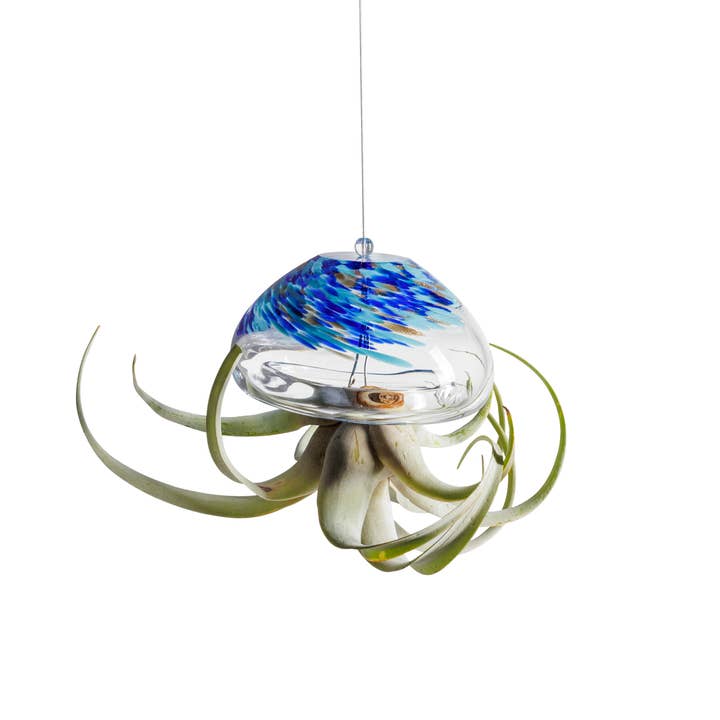 Large Hand Blown Art Glass Jellyfish Plant Holder for wholesale by ApricotMint