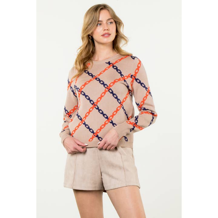 TAUPE Chain Print Sweater for wholesale on Faire