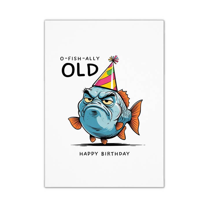Carte d'anniversaire unique et amusante - Poisson pour la vente par Smirk & Scribble