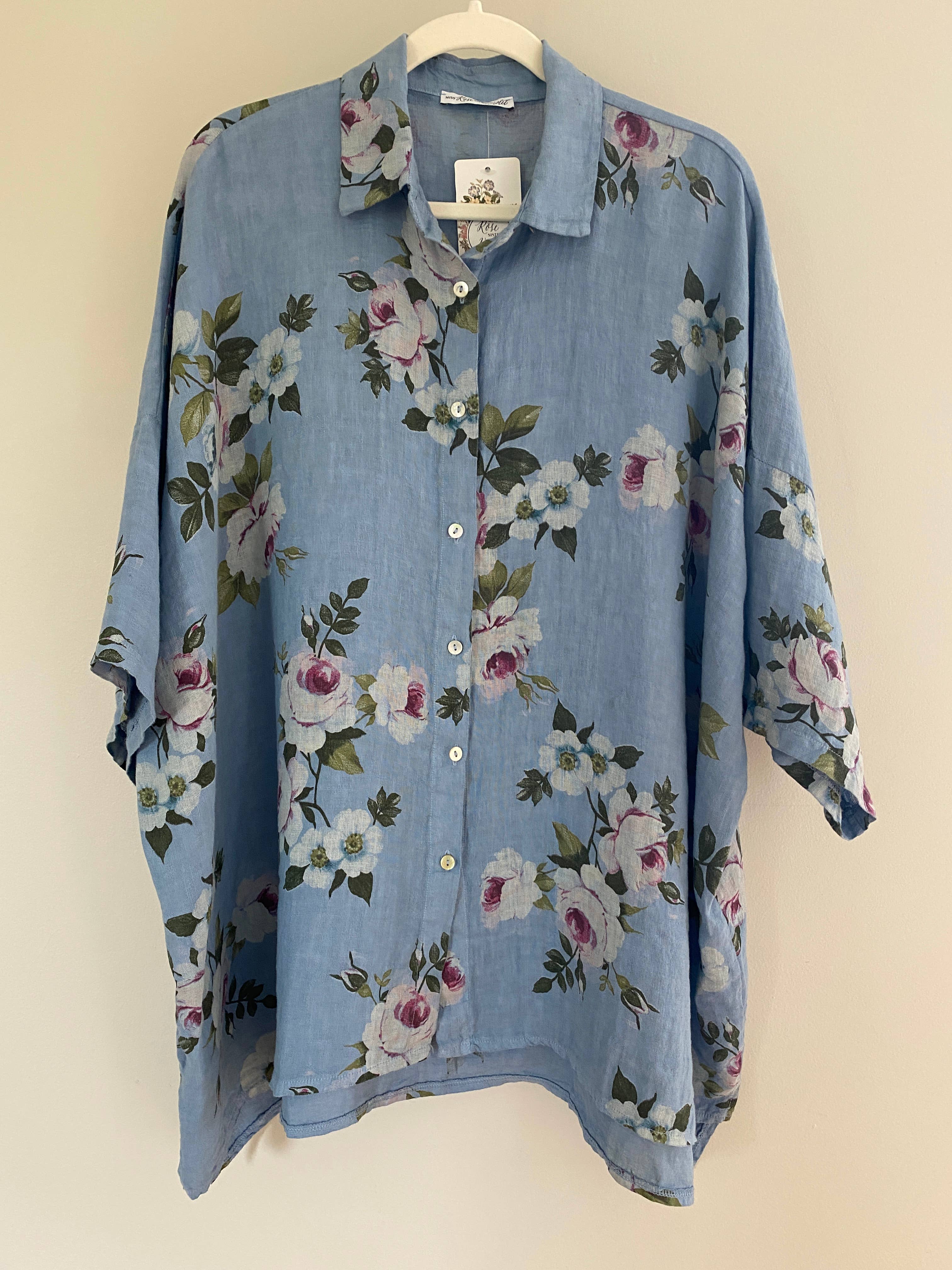 Miss Rose Sister Violet - Venta al por mayor Camisa con botones - Mujer - MUJERES - Camisa FLORAL de Lino Teddy14