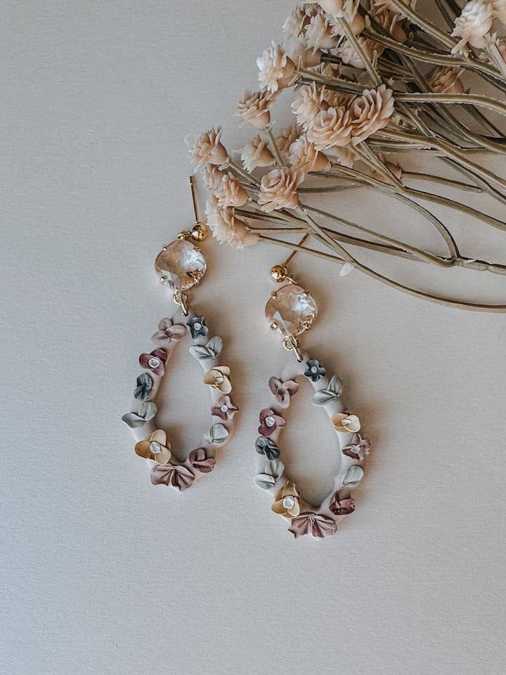 Haven Earrings - Floral Clay Earrings for wholesale by Clay & Fern Co.