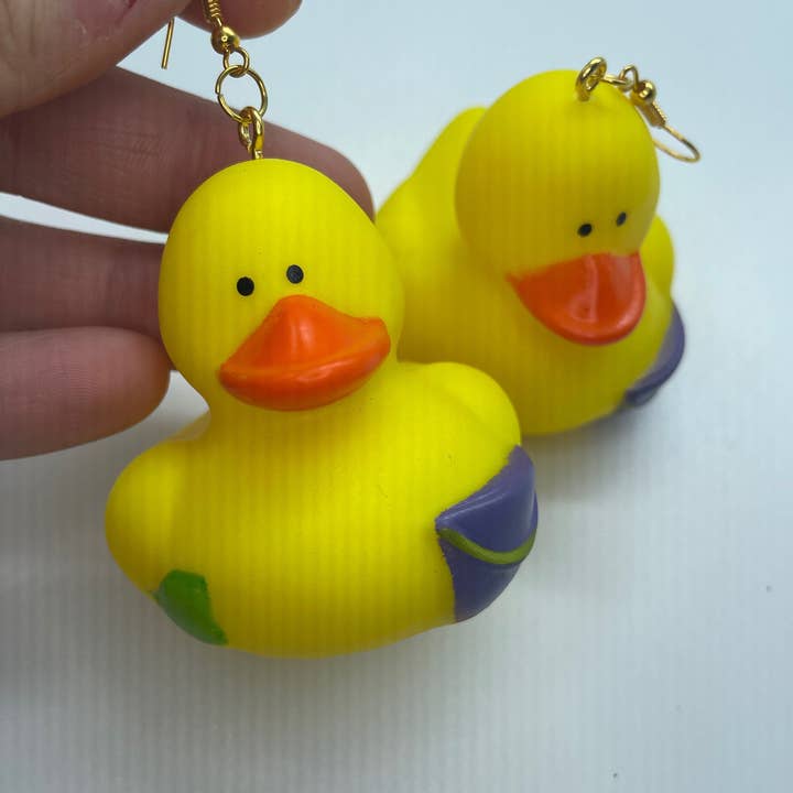 R59Creates - Wholesale Dangle earrings - Summer Time Fun! Lil Summer Fun Rubber Ducky Earrings! Available In Beach Pail Duck, Blue Goggle Duck & Beach Ball Duck!!3