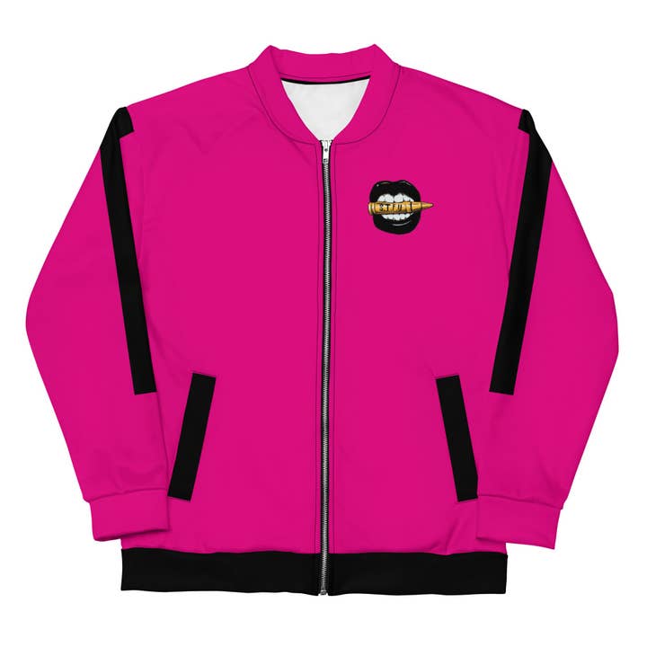 Enkel Sort Logo Unisex Bomberjakke - Lyserød for engroshandel hos STFU