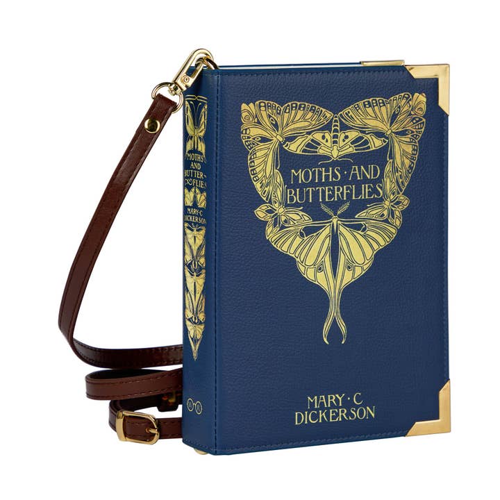 Moths and Butterflies Book Handbag Crossbody Purse for wholesale by Well Read Company