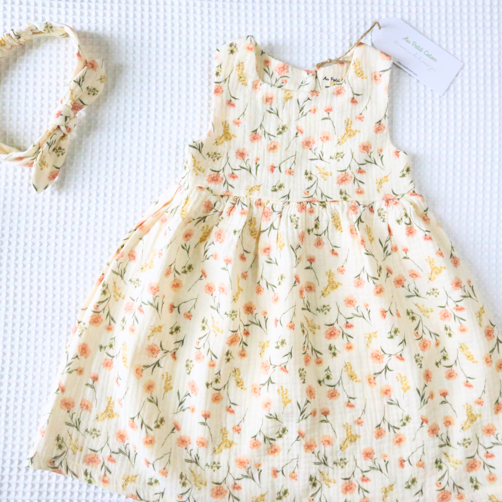 Au Petit Coton - Wholesale Dress - Baby - Organic cotton baby dress with headband0