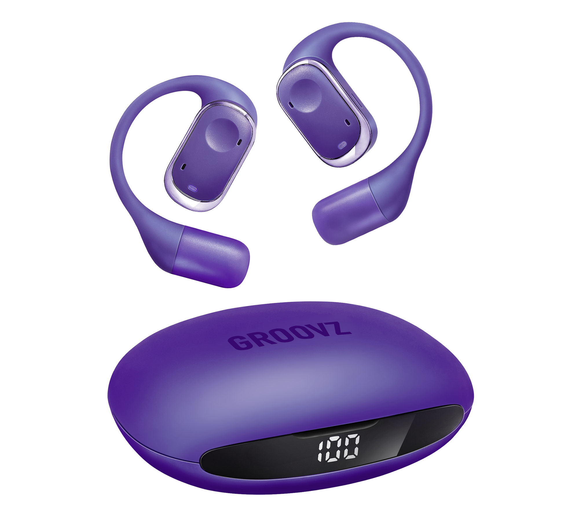 Groovz Audio – wholesale Headphones – Groovz Open-Ear True Wireless Headphones with Smart Battery Display9