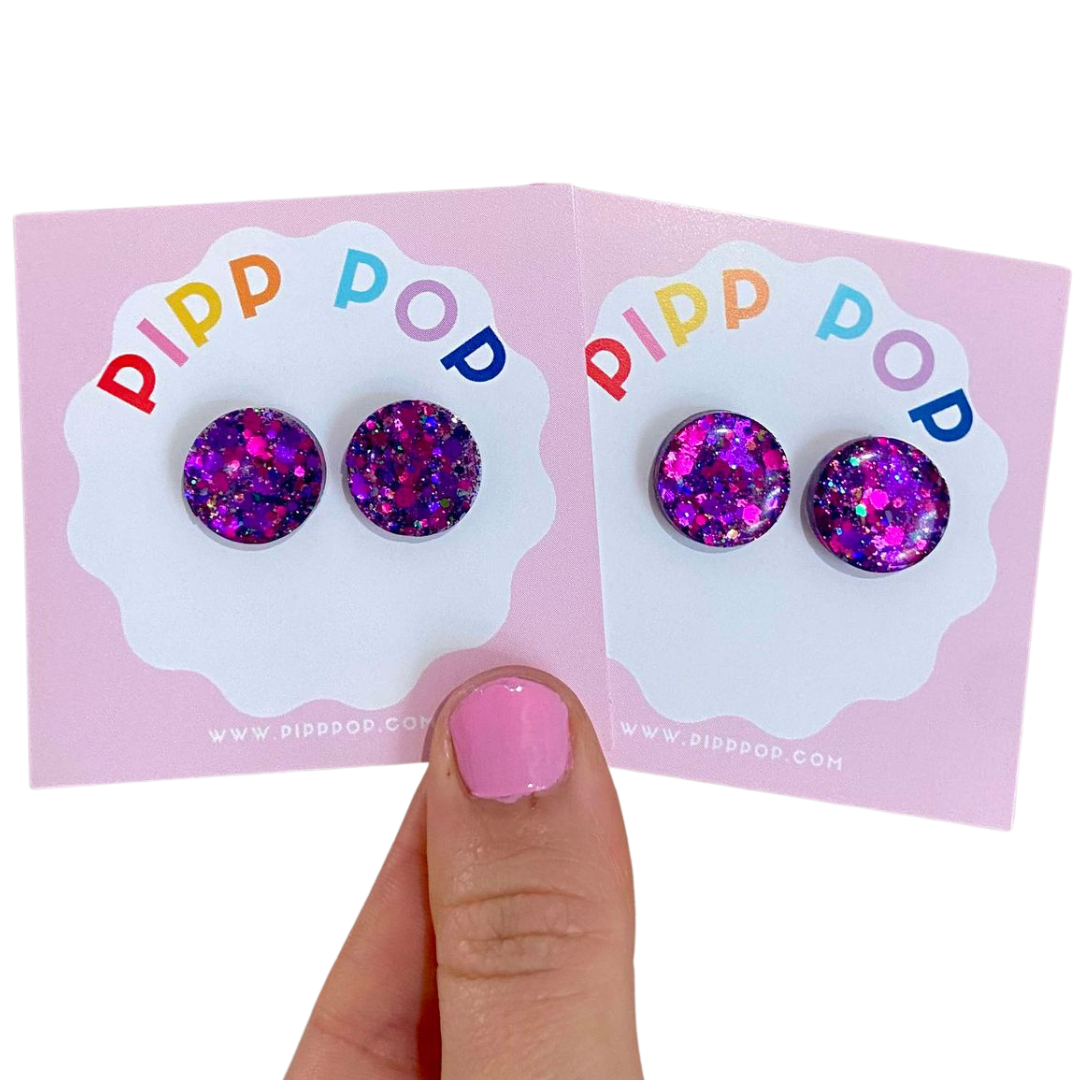 Pipp Pop - Wholesale Stud/Post Earrings - Glitter Resin Studs - 34 Colours Available24
