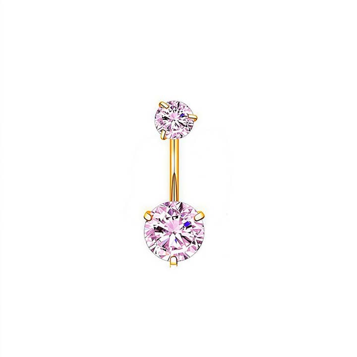 ACCITY - Wholesale Belly Ring - Round CZ 3-Prong Stainless Steel Navel Ring_CWMM93776