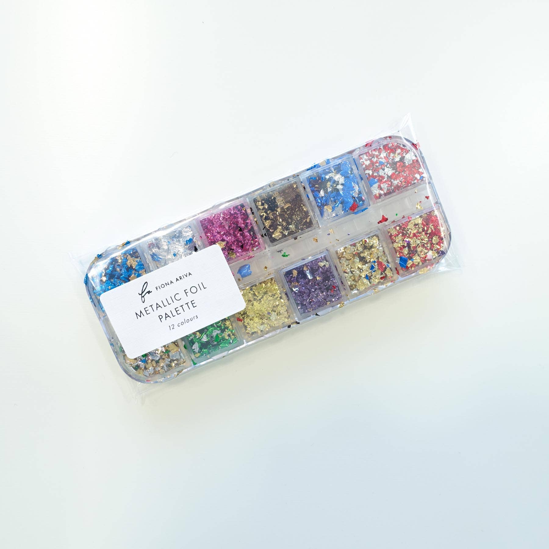 Fiona Ariva - Wholesale Craft supplies - Metallic Foil Flakes 12-colour Palette1