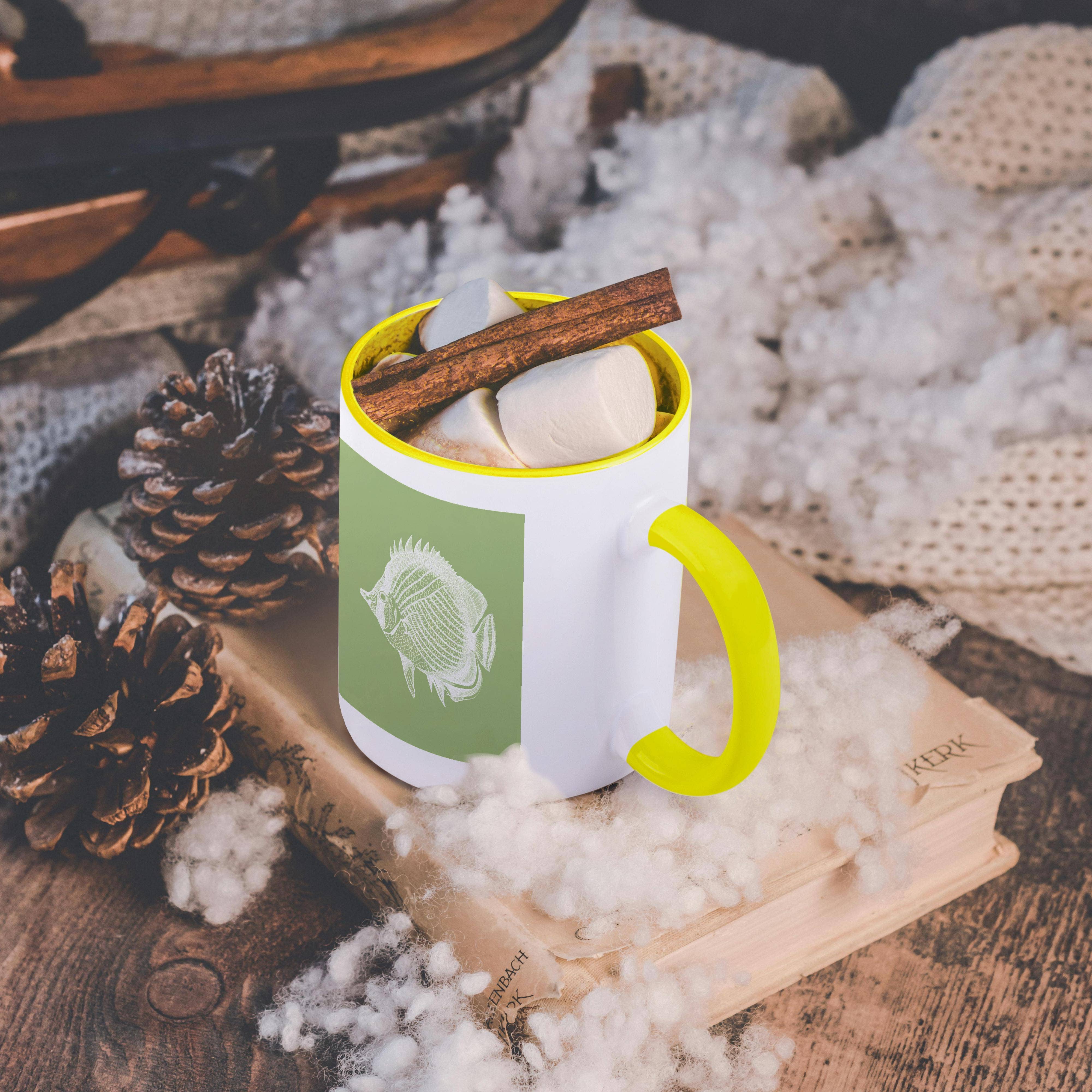 3dRose – Engroshandel Kaffekrus – 3dRose, Grøn Sommerfuglefisk Tropisk Fisk print Eksotisk moderne hav ocean marine, Krus5