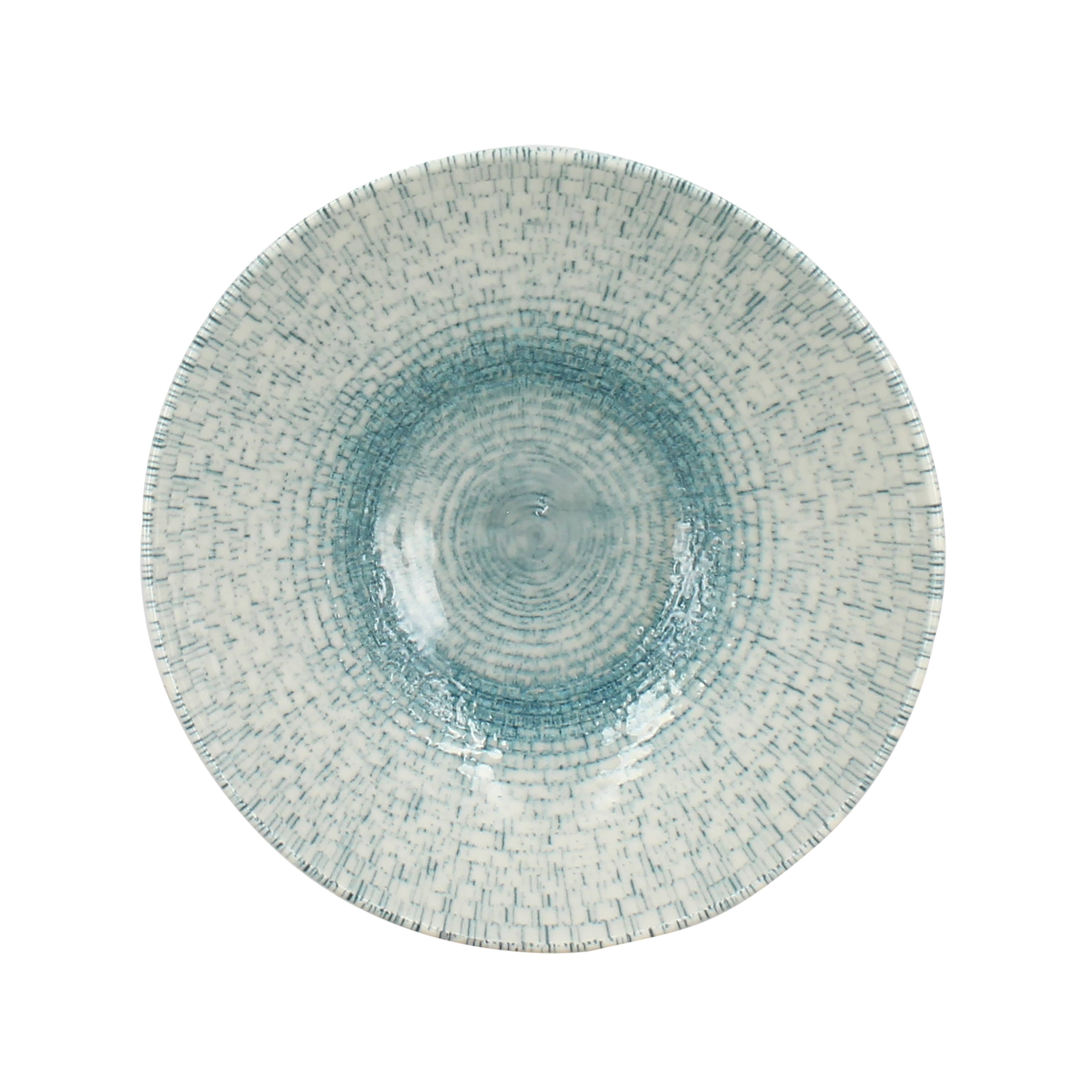 Novastyl – Engroshandel Serveringsskål – Aqua skål 15 cm i hvid og blå porcelæn0