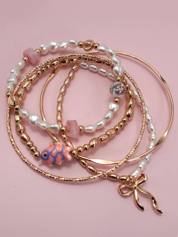 PORCELAIN TOILE PATTERN MULTI LAYER BRACELET | 80B1362 for wholesale by JOSSLYN by wall to wall