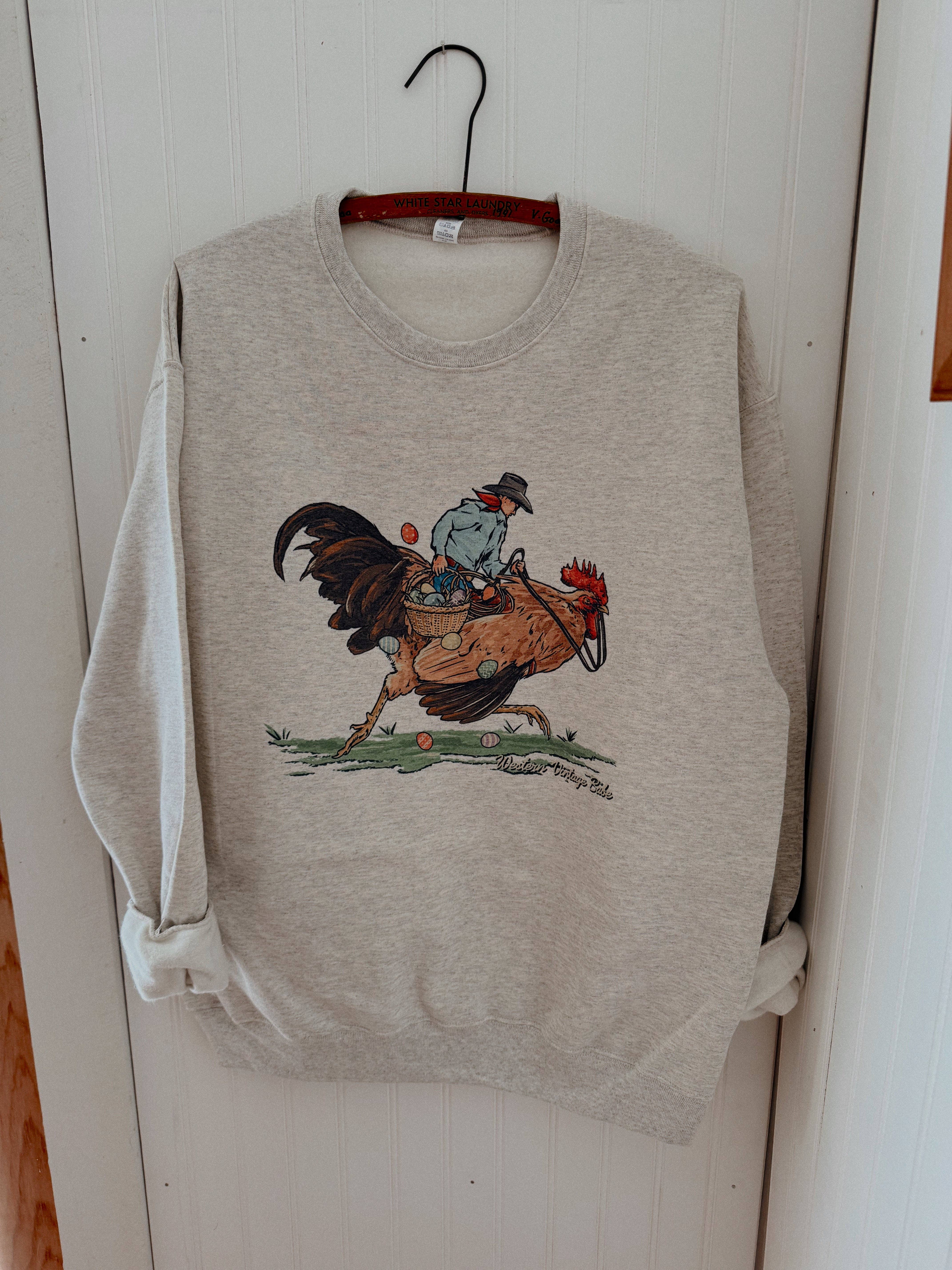 Western Vintage Babe - Wholesale Graphic Sweatshirt - Unisex - COWBOYIN & EGG HUNTIN1