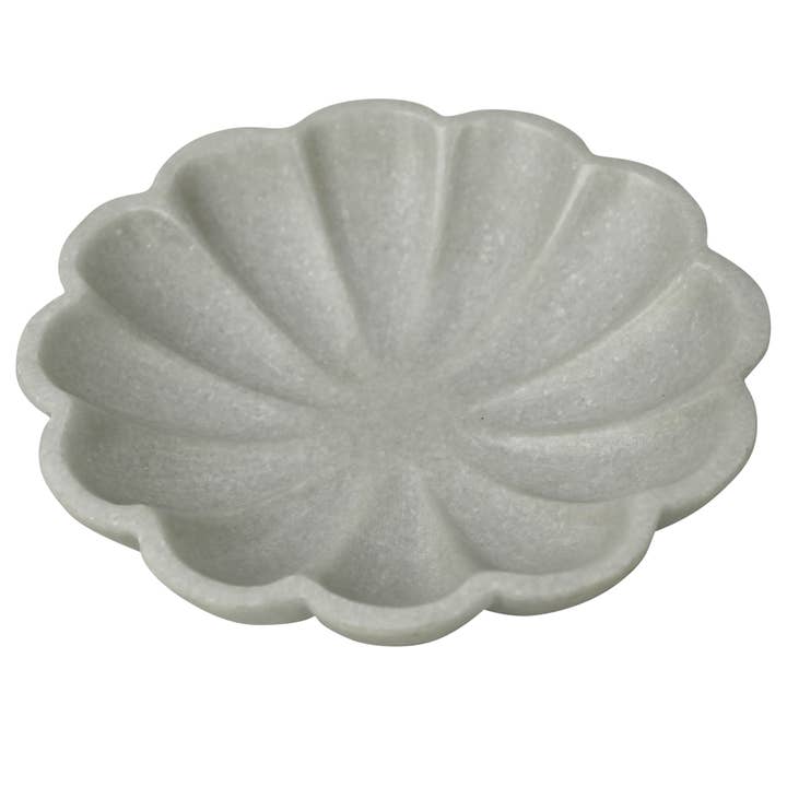 White Capri Scalloped Bowl, Marble for wholesale on Faire1