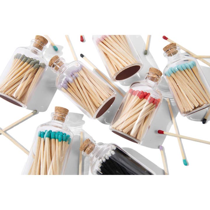 Giften Market - Wholesale Matches - Colorful Apothecary Glass Jar of Matches (7 Color Options)