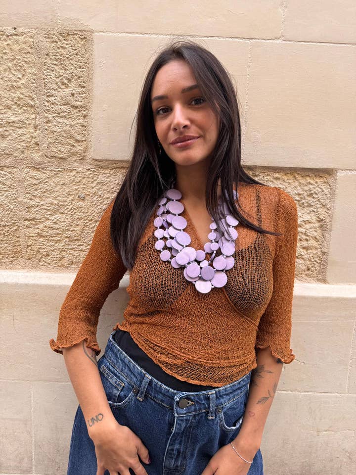 Kurzer Netzcardigan Amelia aus Viskose für den Großhandel von Bijondo