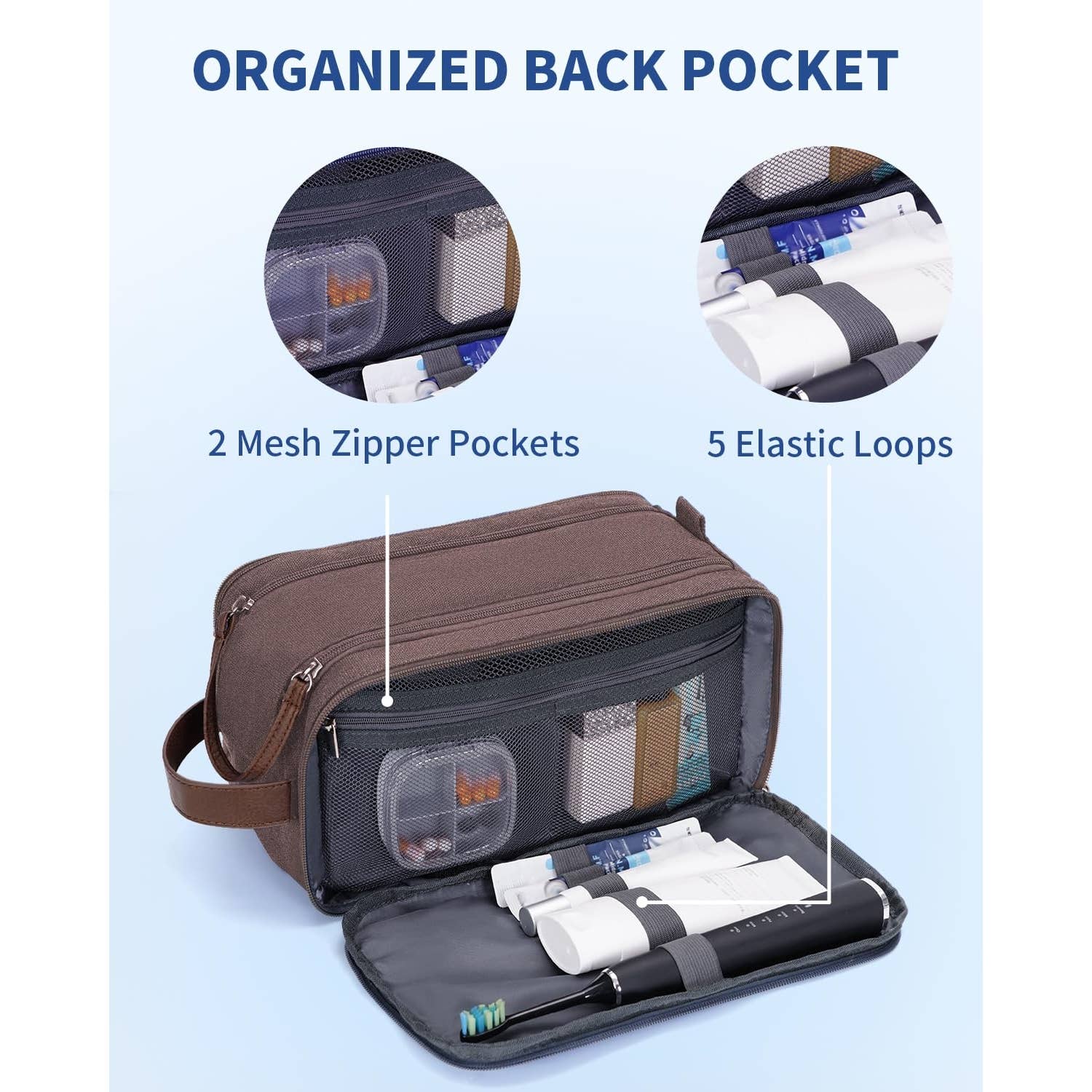 wandf – Engroshandel Toilettaske - Unisex – Canvas & læder Dopp Kit rejse vandafvisende barbertaske14