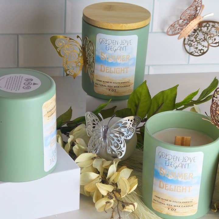 Coconut + Citrus - 8oz. Green Jar Soy Candle for wholesale by Golden~Love Elegant