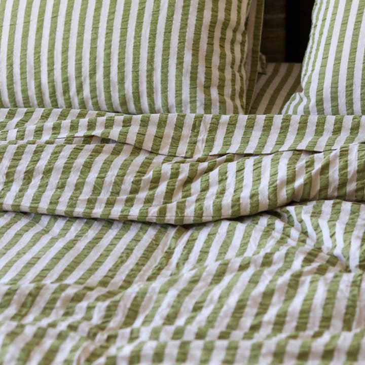 Mosey Me - Wholesale Flat sheet - Pistachio Seersucker Flat Sheet4
