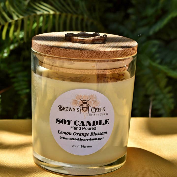 Brown's Creek Honey Farm – wholesale Jar/filled candle – Glass Jar Candle with Lid and Bee Wax Stamp5