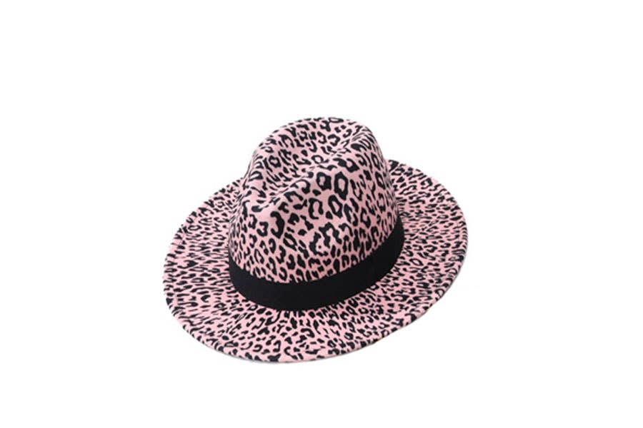 Nima Accessories Inc - Wholesale Fedora - Women's - Ladies Polyester Animal Leopard Print Belt Decor Fedora Hat4