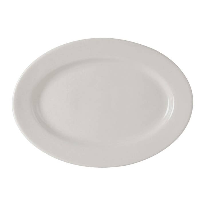 Cáscara de huevo RE Plato ovalado de cerámica con borde enrollado, 14.125 pulgadas de venta al por mayor en Faire