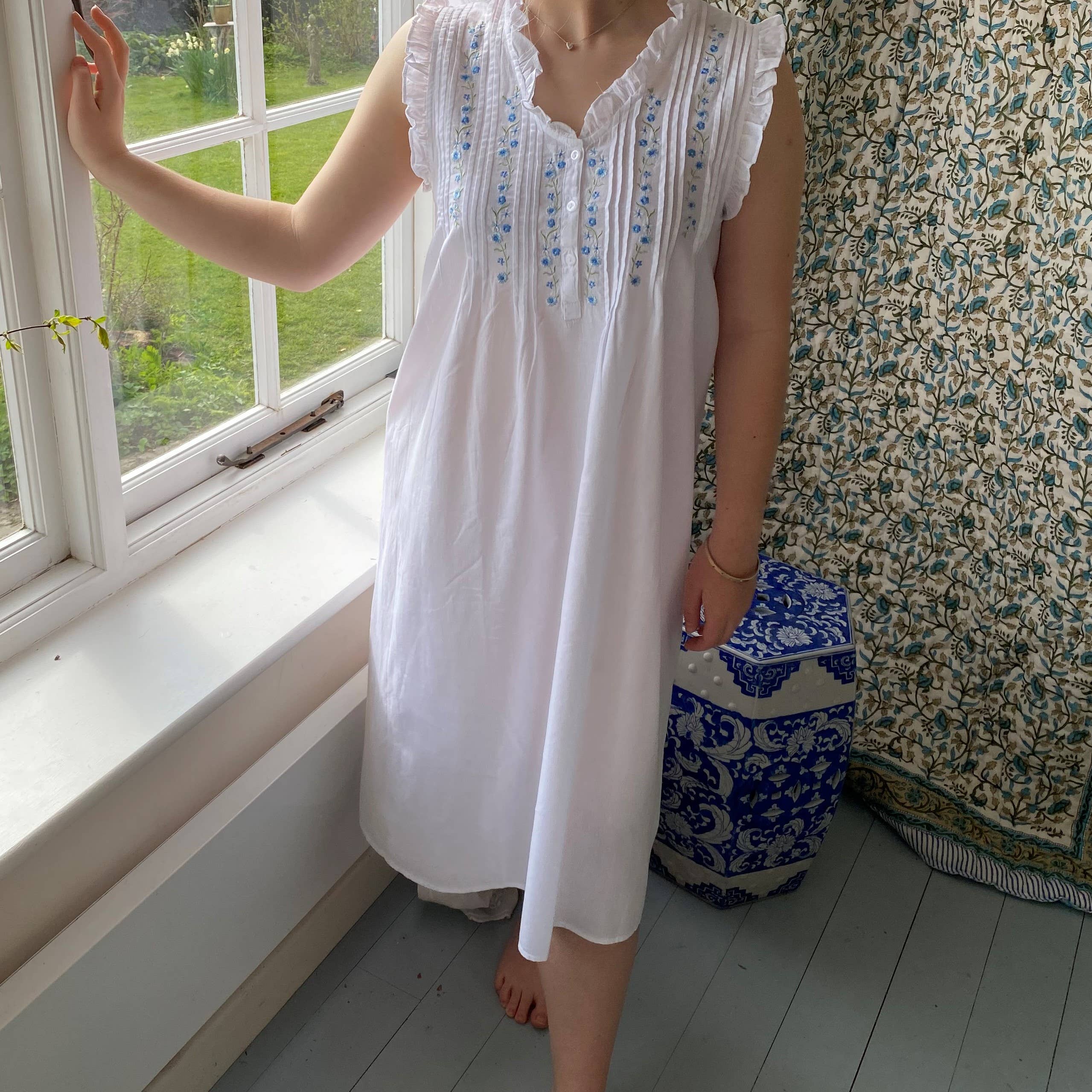 English Rose Linens - Wholesale Nightgown - Women's - Christina Nightie Blue3