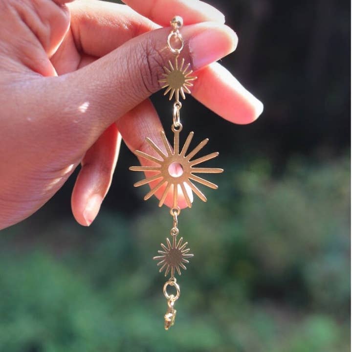 Lunascence - Wholesale Dangle Earrings - SEROTONIN Sun Brass Earrings
