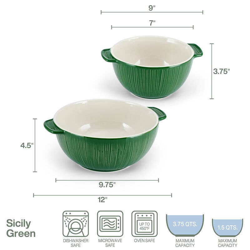 Fitz & Floyd Sicily Green Serve Bowls S 2 Brown Box Pkg for wholesale on Faire2