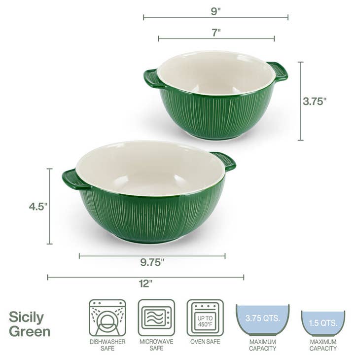 Fitz & Floyd Sicily Green Serve Bowls S 2 Brown Box Pkg for wholesale on Faire2