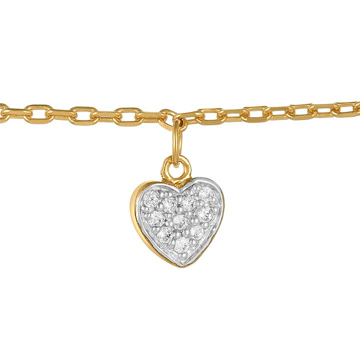 Milena Heart 18K Gold Plated Anklet With Cubic Zirconia for wholesale by Jewelry Private Label
