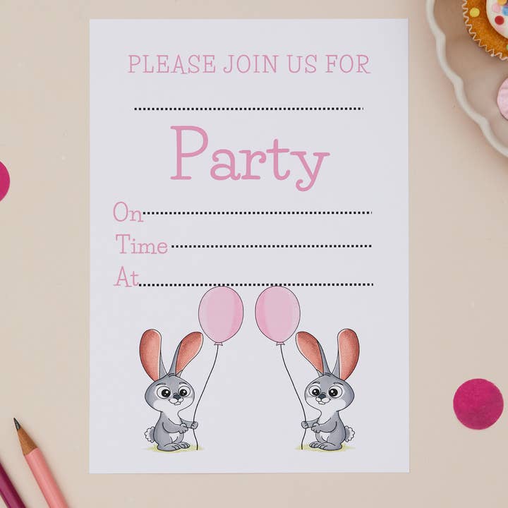 Bunny Rabbits Party Invitations A6 Pack of 10 for wholesale by Sjstationery