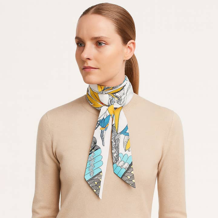 Schmaler Twilly-Schal mit Blumenmuster. für den Großhandel von Sensibling Corp.