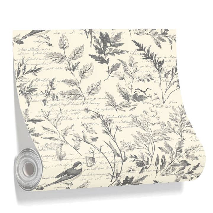 Vintage Botanical Script Toile 4 - Wall Covering - Peel and Stick Wallmark Canvas for wholesale by FabricSmiths
